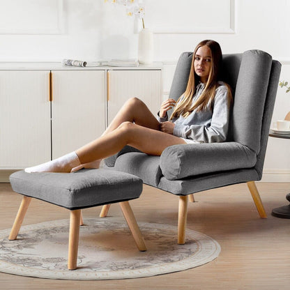 Modern Comfort Adjustable Recliner with Footstool Grey - House Comfort