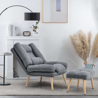 Modern Comfort Adjustable Recliner with Footstool Grey - House Comfort
