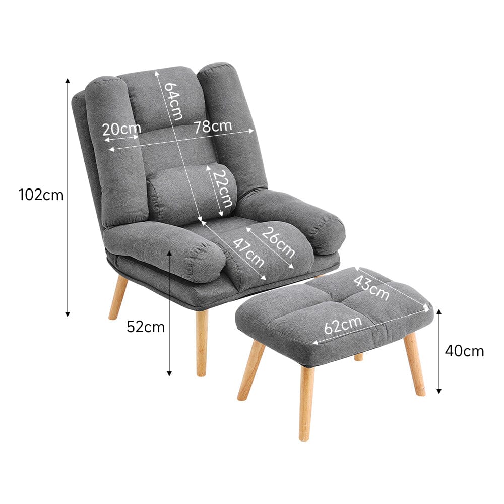 Modern Comfort Adjustable Recliner with Footstool Grey - House Comfort