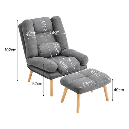 Modern Comfort Adjustable Recliner with Footstool Grey - House Comfort