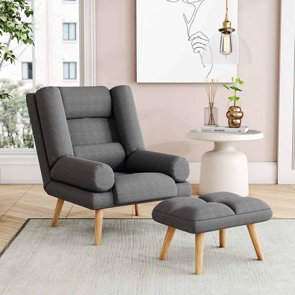 Modern Comfort Adjustable Recliner with Footstool Grey - House Comfort
