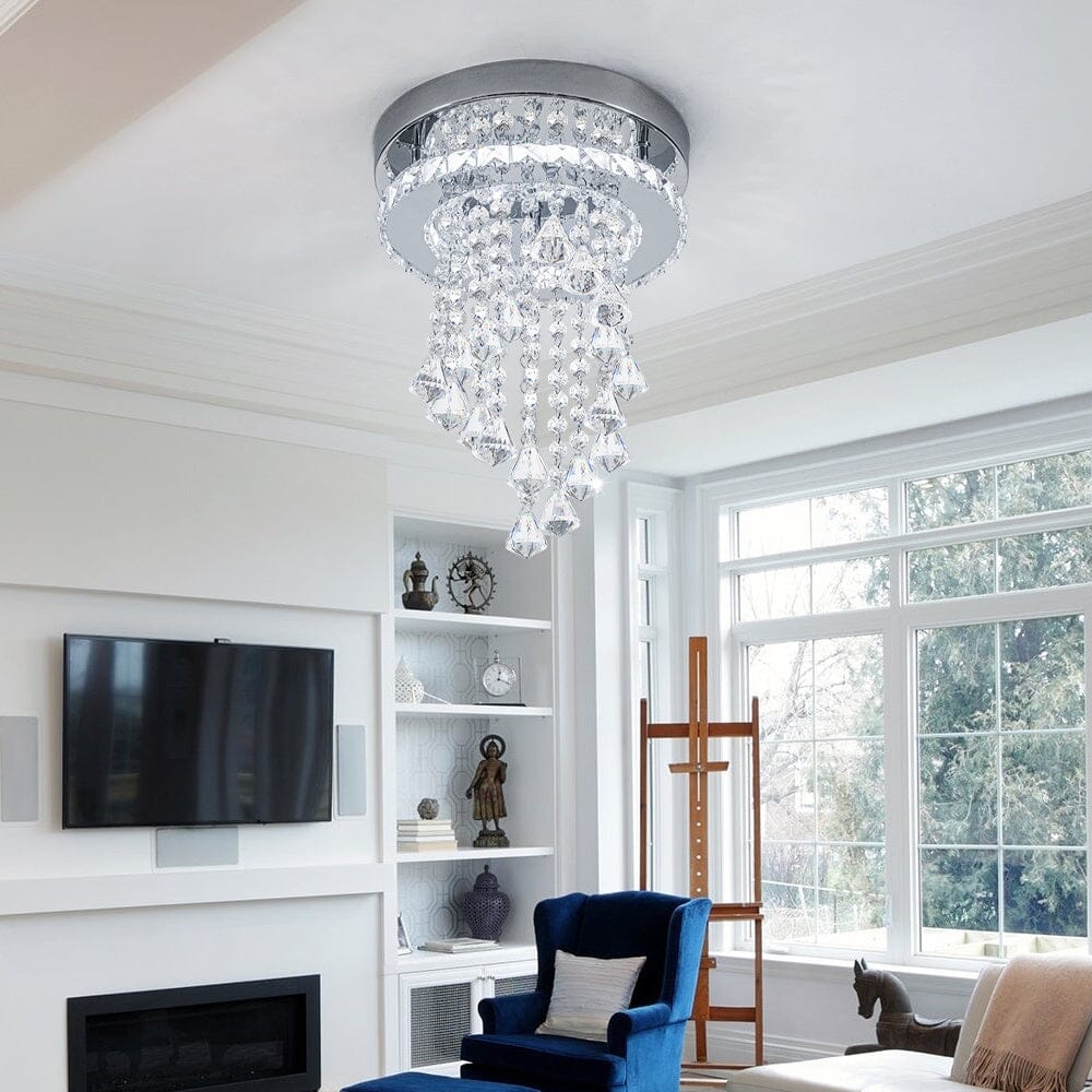 Modern Crystal Ceiling Light with Droplets Cool White - House Comfort