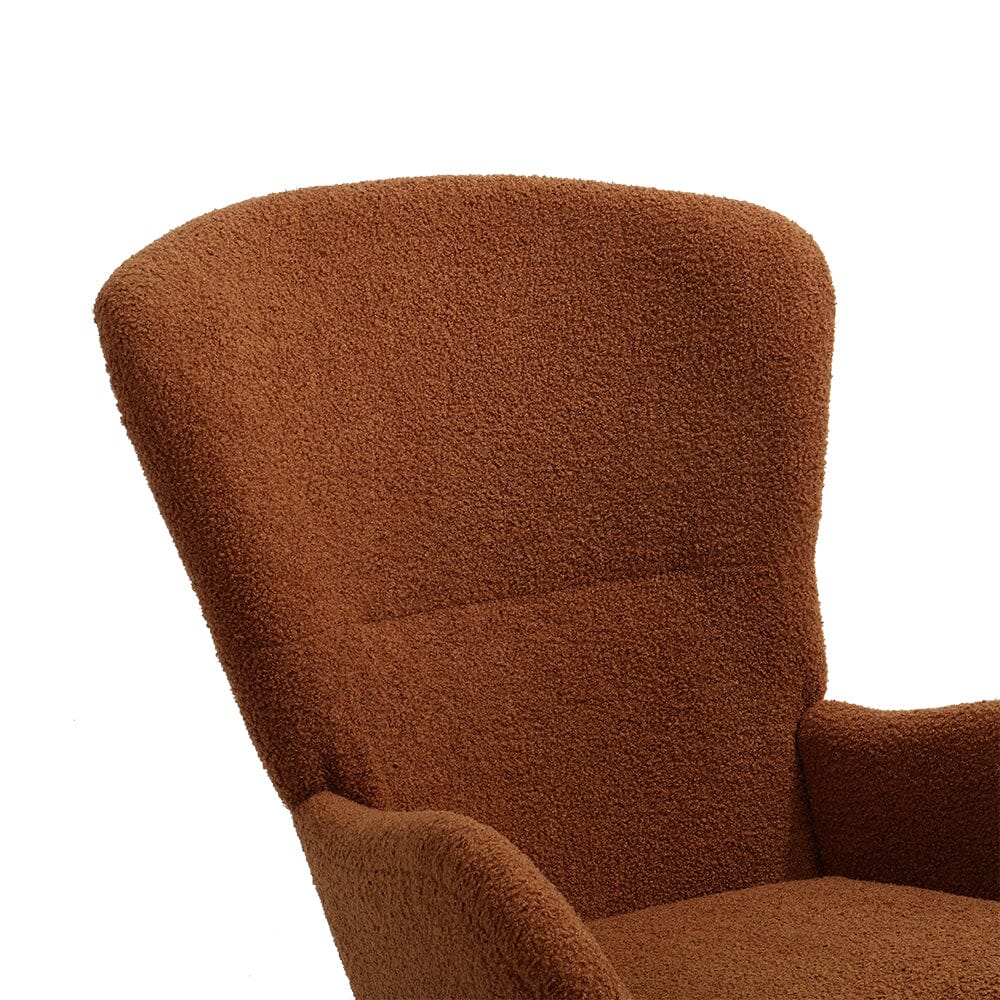 Modern Faux Wool Rocking Chair Upholstered Beige - House Comfort