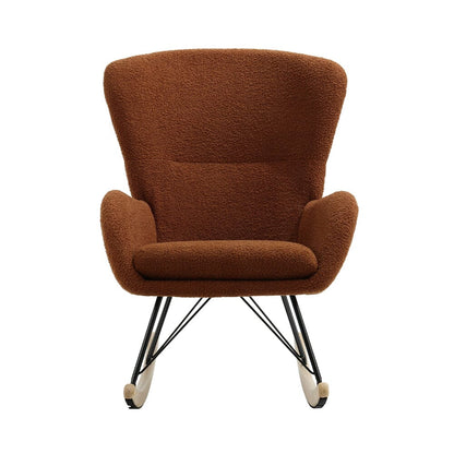 Modern Faux Wool Rocking Chair Upholstered Beige - House Comfort