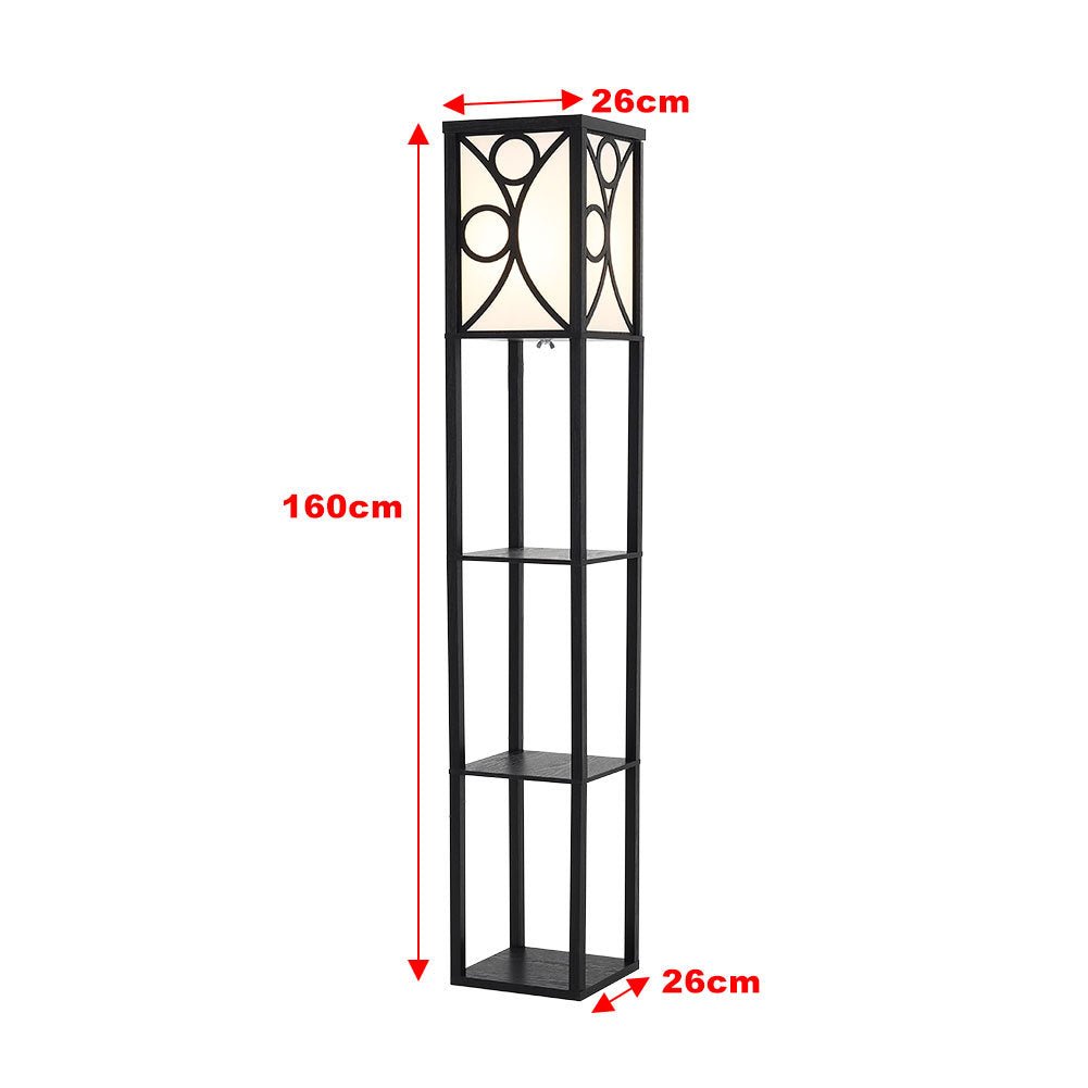 Modern Floor Lamp with 3 Wood Shelves - House Comfort