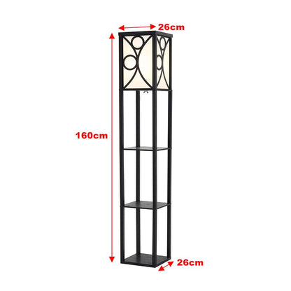 Modern Floor Lamp with 3 Wood Shelves - House Comfort