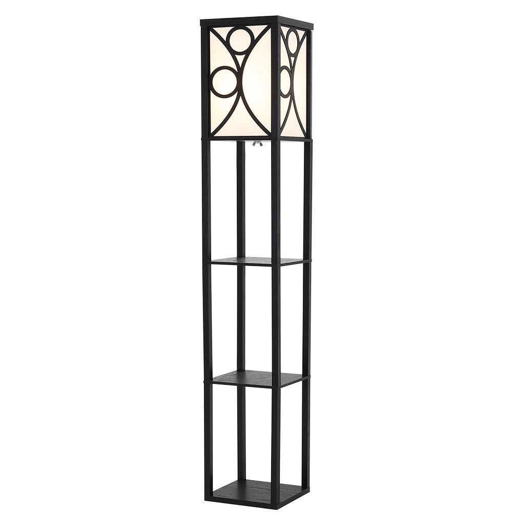 Modern Floor Lamp with 3 Wood Shelves - House Comfort