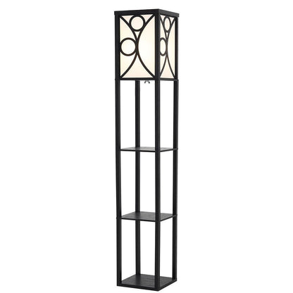 Modern Floor Lamp with 3 Wood Shelves - House Comfort