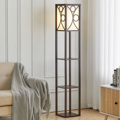 Modern Floor Lamp with 3 Wood Shelves - House Comfort