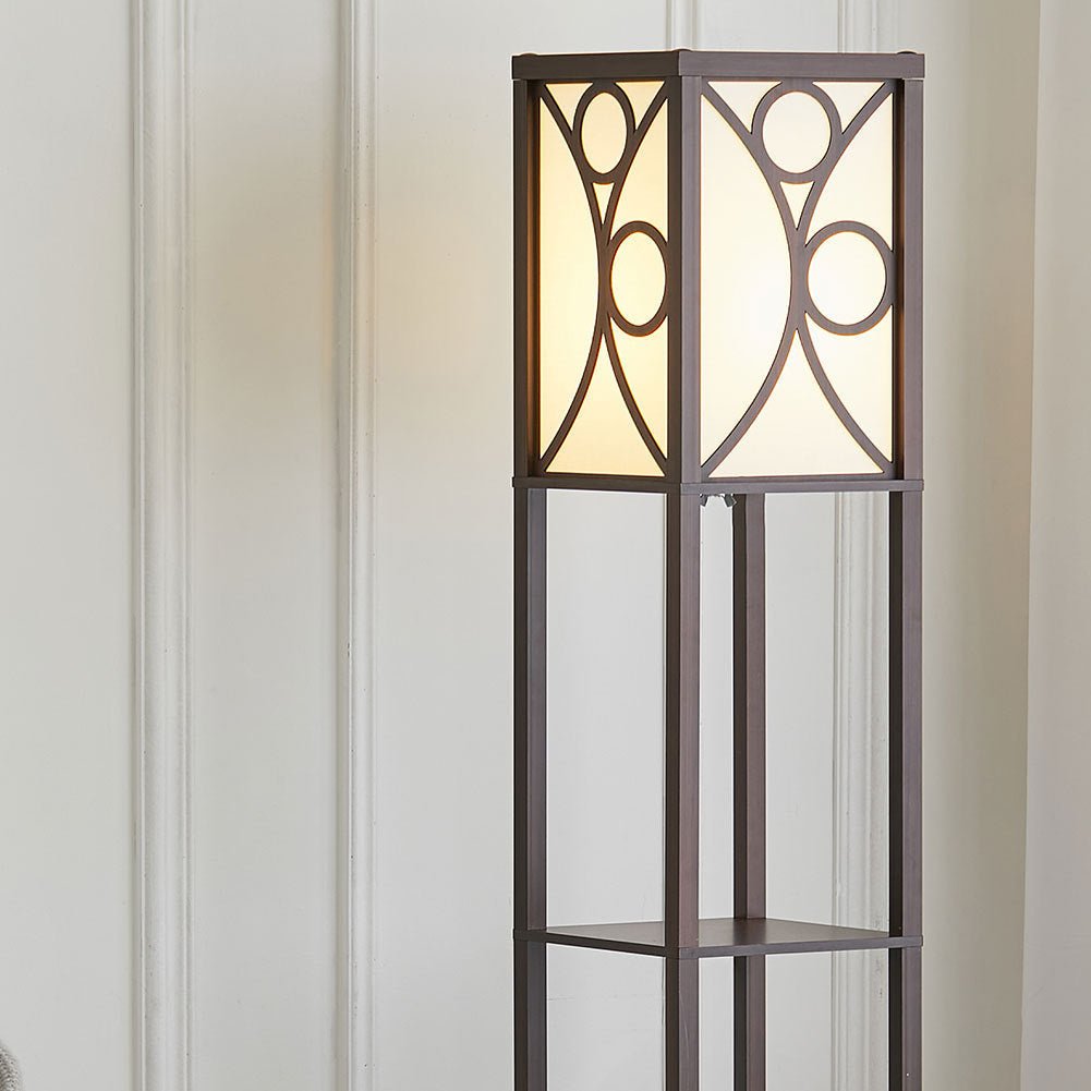 Modern Floor Lamp with 3 Wood Shelves - House Comfort