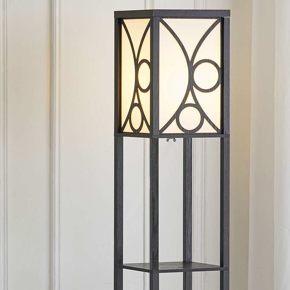Modern Floor Lamp with 3 Wood Shelves - House Comfort