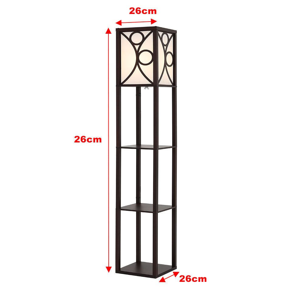 Modern Floor Lamp with 3 Wood Shelves - House Comfort