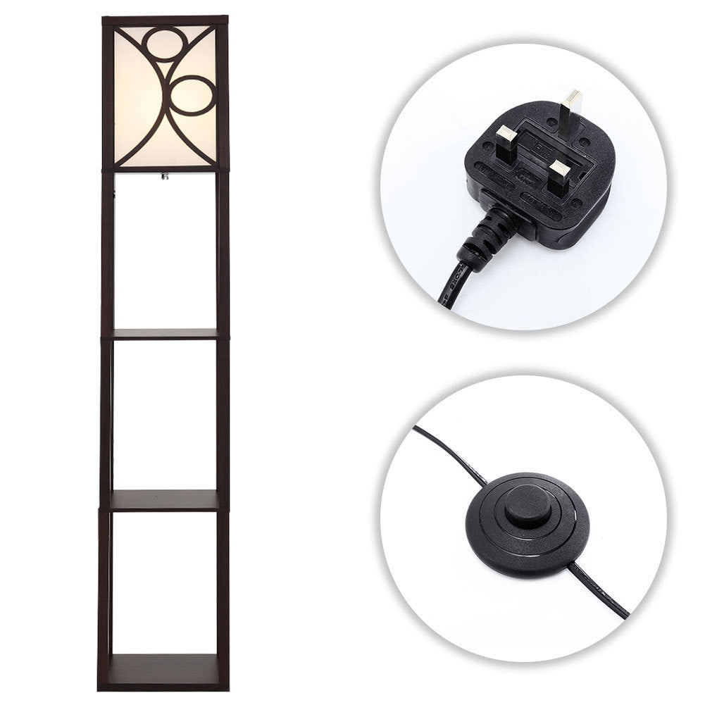 Modern Floor Lamp with 3 Wood Shelves - House Comfort