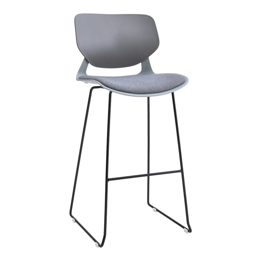 Modern Gray Plastic Bar Stools with Black Painted Legs, Set of Two - House Comfort