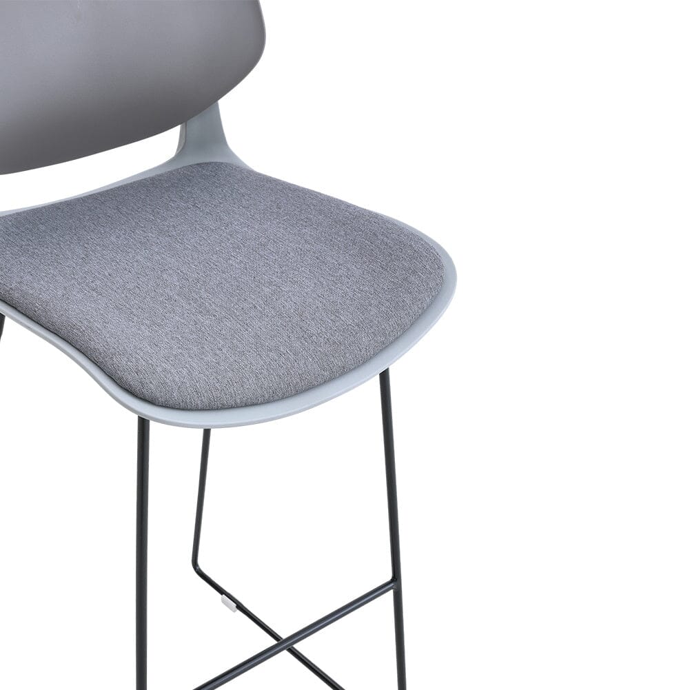 Modern Gray Plastic Bar Stools with Black Painted Legs, Set of Two - House Comfort