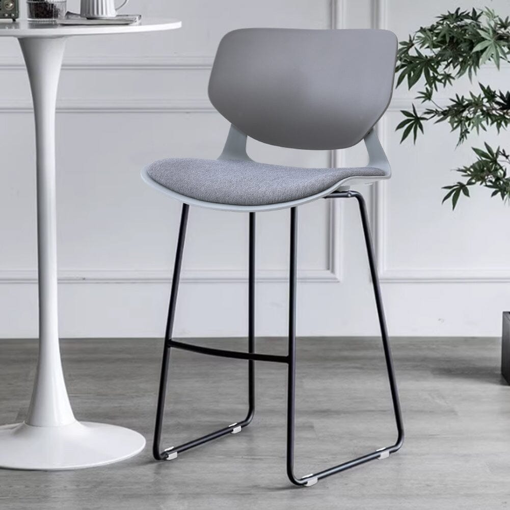 Modern Gray Plastic Bar Stools with Black Painted Legs, Set of Two - House Comfort