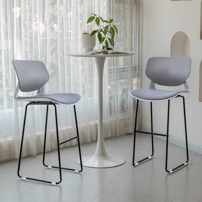 Modern Gray Plastic Bar Stools with Black Painted Legs, Set of Two - House Comfort