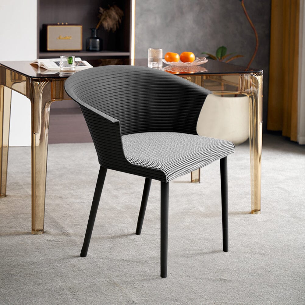 Modern Gray Plastic Chairs, Set of Four, Durable and Lightweight - House Comfort