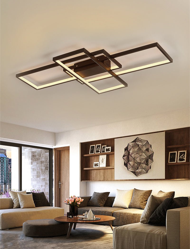 Modern LED Ceiling Light with 3 Black Rectangle Lampshades - House Comfort