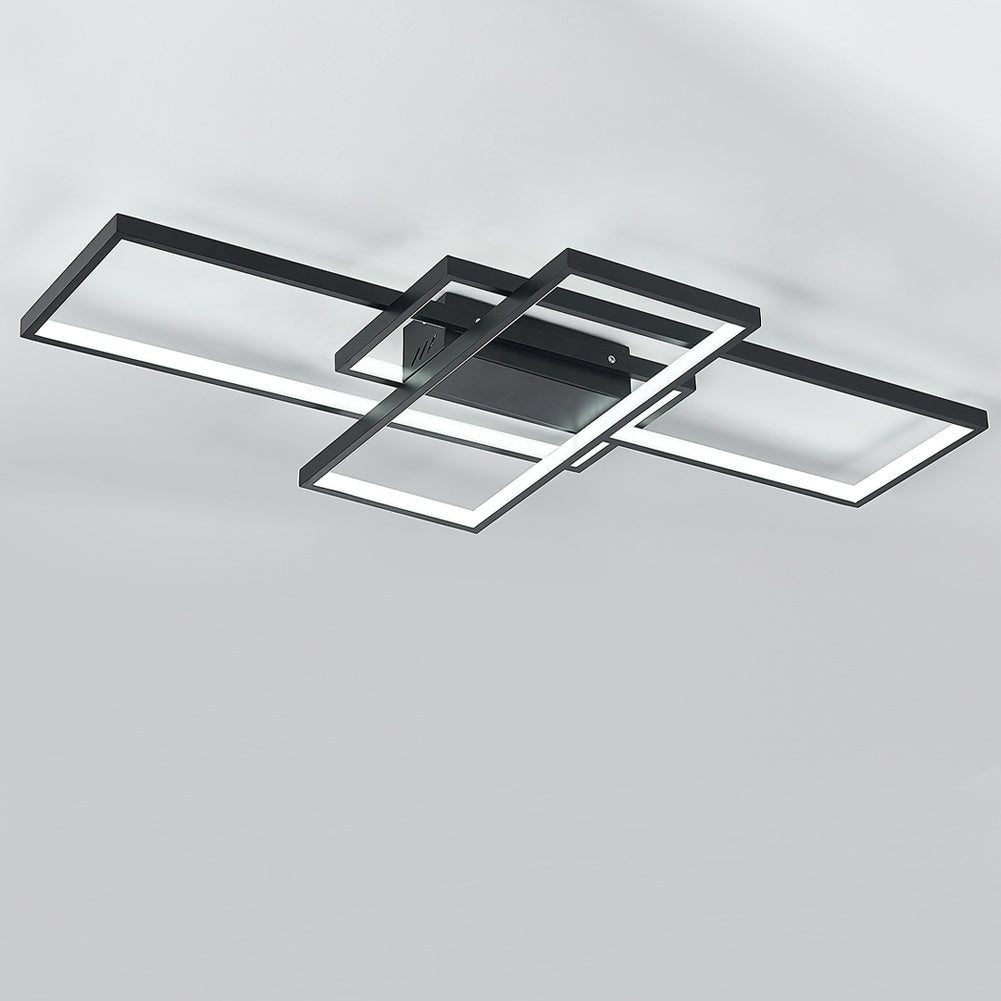 Modern LED Ceiling Light with 3 Black Rectangle Lampshades - House Comfort