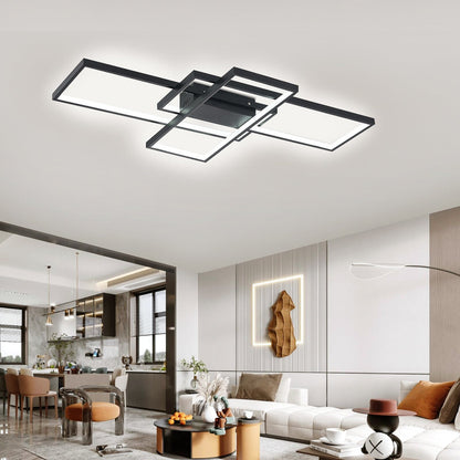 Modern LED Ceiling Light with 3 Black Rectangle Lampshades - House Comfort