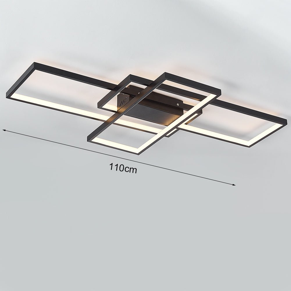 Modern LED Ceiling Light with 3 Black Rectangle Lampshades - House Comfort