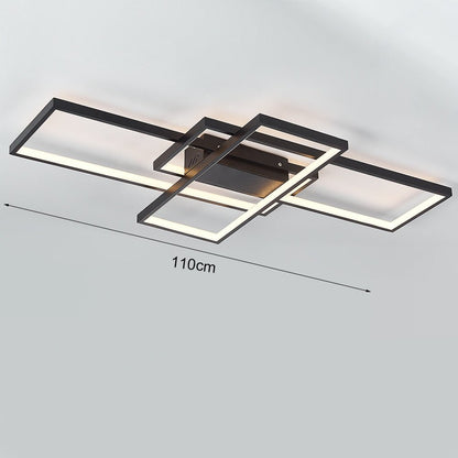 Modern LED Ceiling Light with 3 Black Rectangle Lampshades - House Comfort