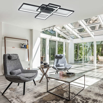 Modern LED Ceiling Light with 3 Black Rectangle Lampshades - House Comfort