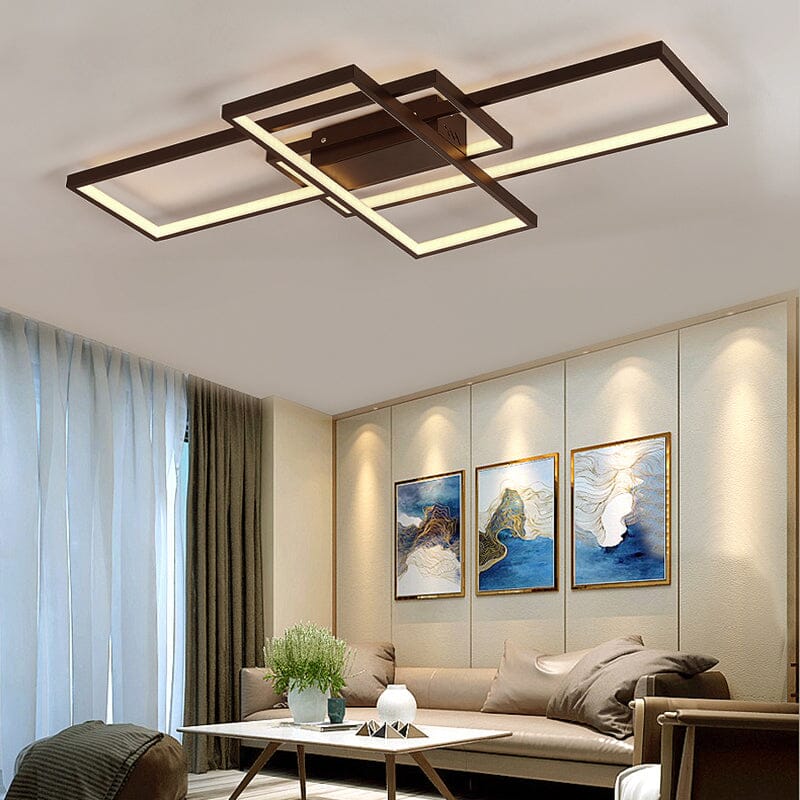 Modern LED Ceiling Light with 3 Black Rectangle Lampshades - House Comfort