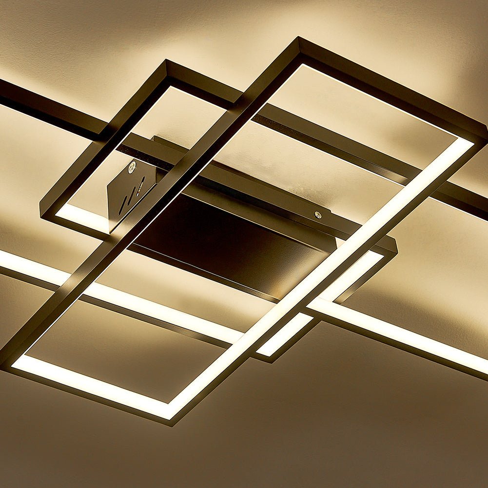 Modern LED Ceiling Light with 3 Black Rectangle Lampshades - House Comfort