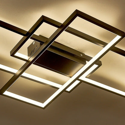 Modern LED Ceiling Light with 3 Black Rectangle Lampshades - House Comfort