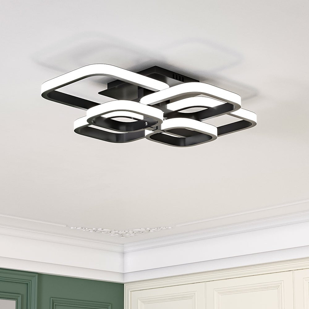 Modern LED Ceiling Light with 6 Squares 102W Flush Mount Pendant Light - House Comfort