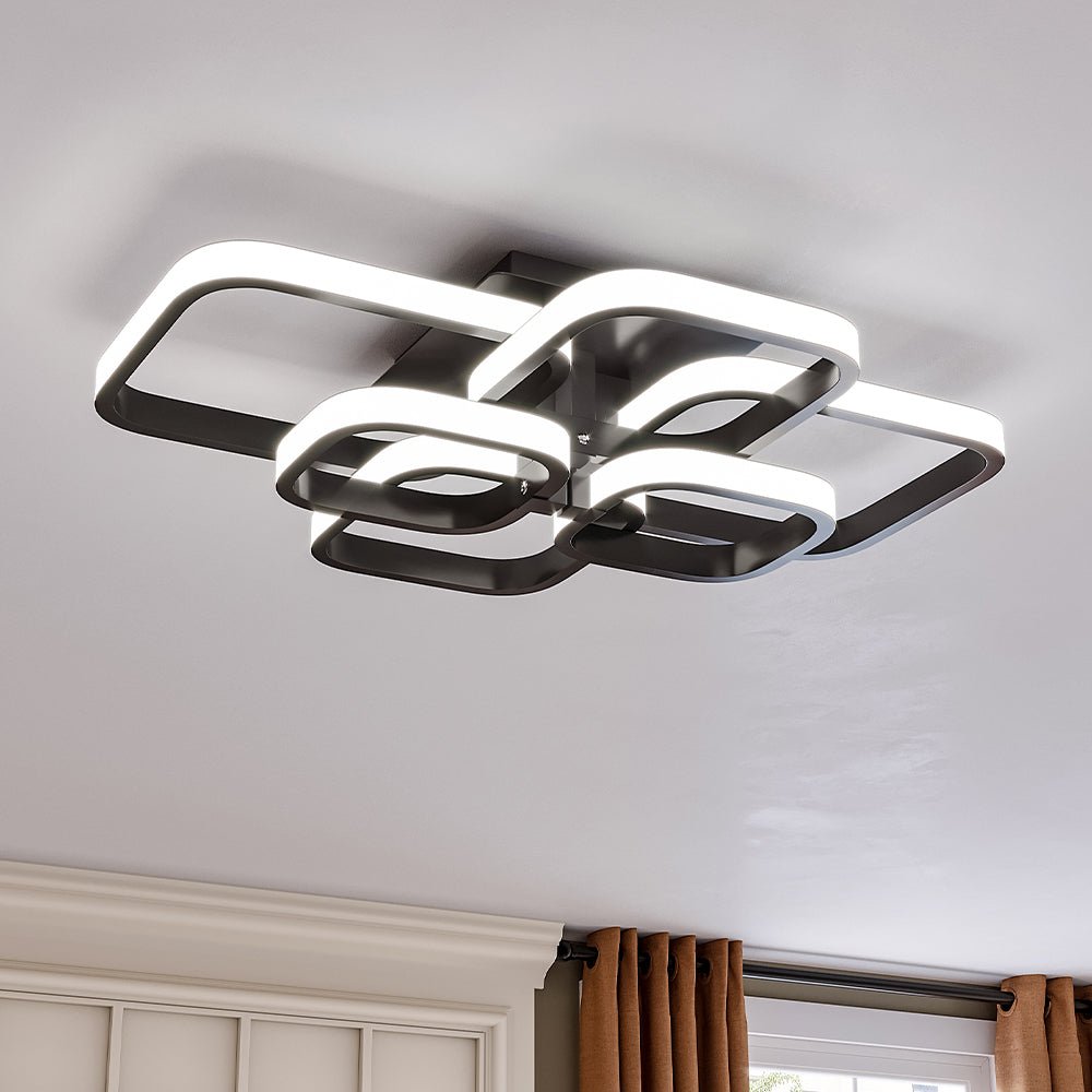 Modern LED Ceiling Light with 6 Squares 102W Flush Mount Pendant Light - House Comfort