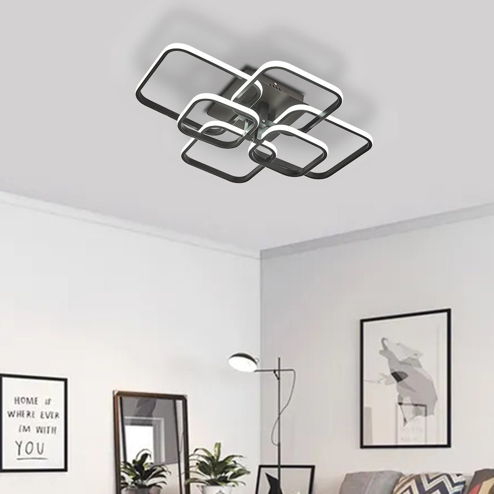 Modern LED Ceiling Light with 6 Squares 102W Flush Mount Pendant Light - House Comfort