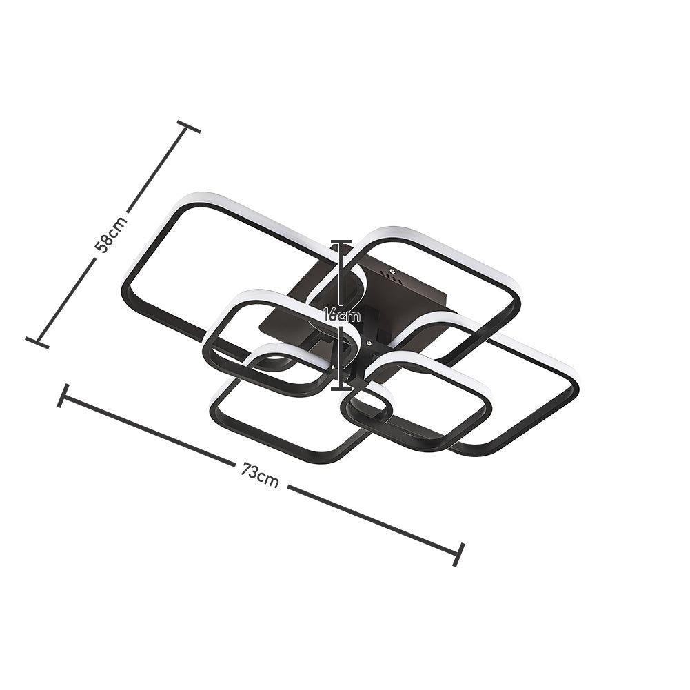 Modern LED Ceiling Light with 6 Squares 102W Flush Mount Pendant Light - House Comfort