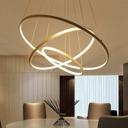 Modern Led Pendant 3 Acrylic Ring Chandelier - House Comfort