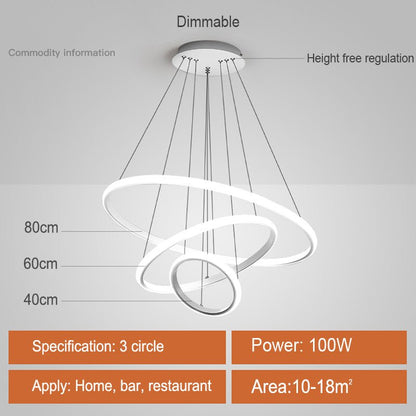 Modern Led Pendant 3 Acrylic Ring Chandelier - House Comfort
