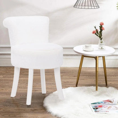 Modern Plush Upholstered Dressing Table Chair with White Legs - House Comfort