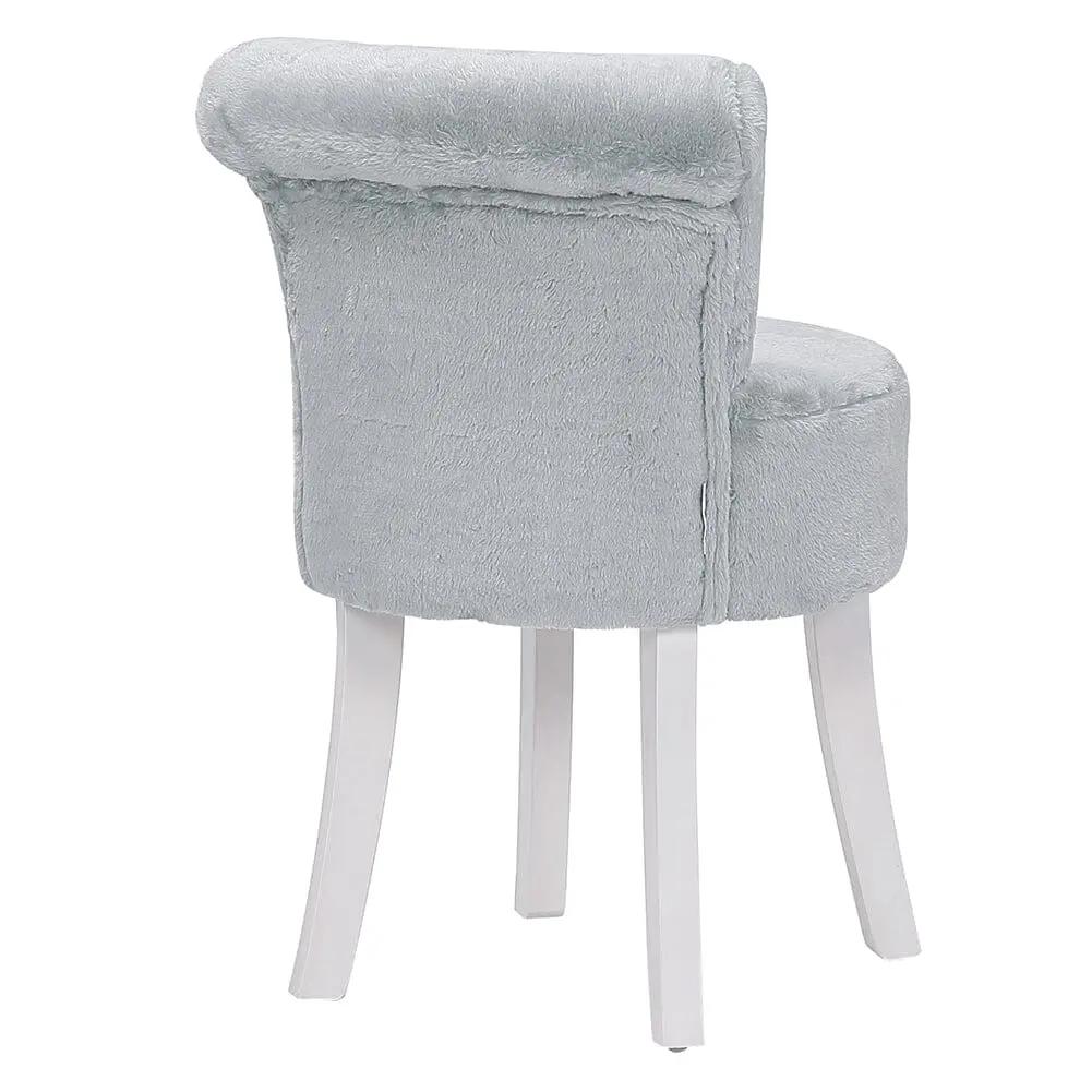 Modern Plush Upholstered Dressing Table Chair with White Legs - House Comfort