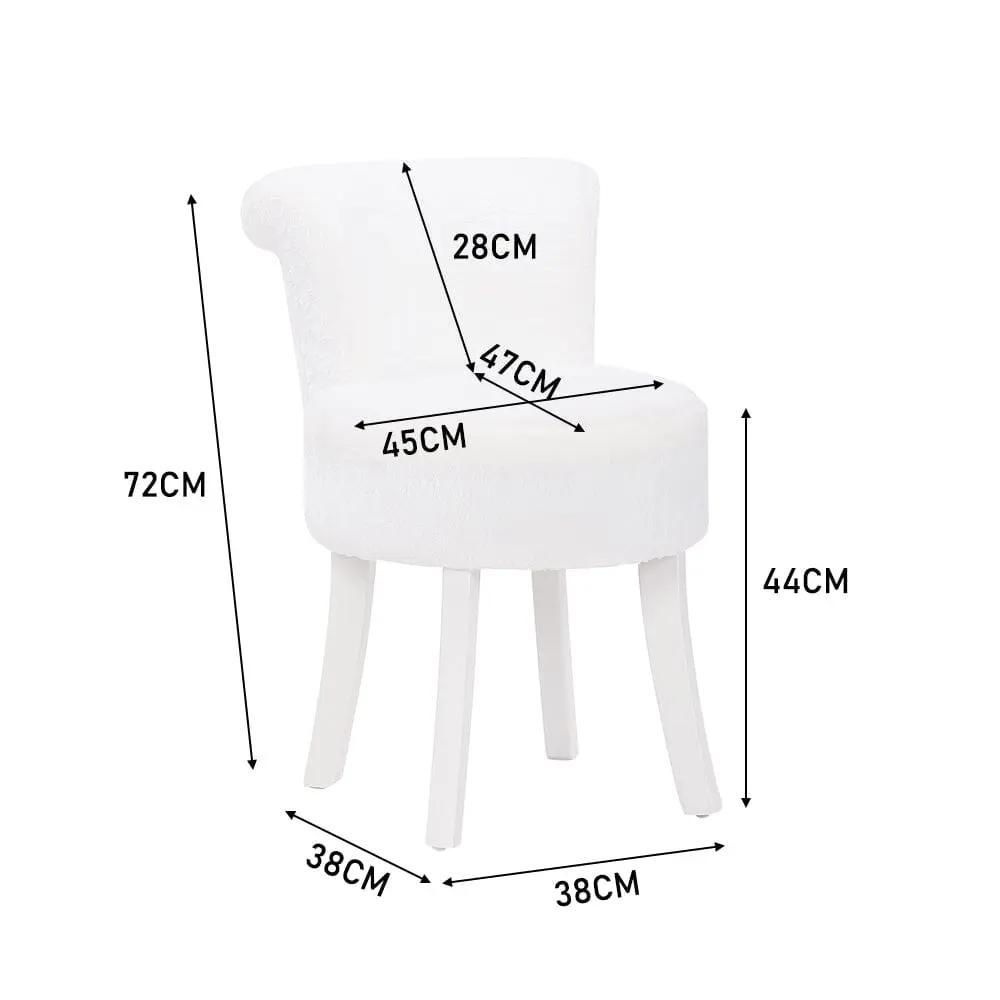 Modern Plush Upholstered Dressing Table Chair with White Legs - House Comfort