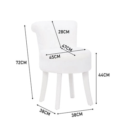 Modern Plush Upholstered Dressing Table Chair with White Legs - House Comfort