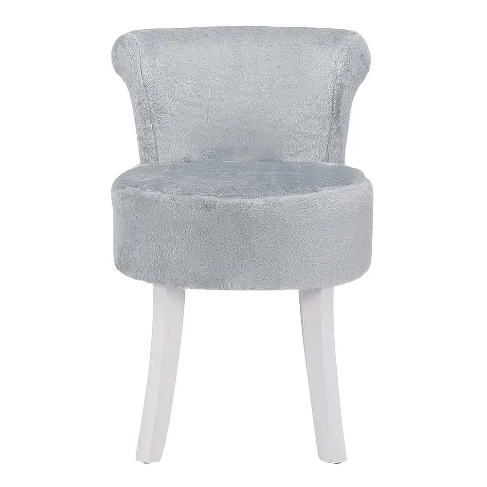 Modern Plush Upholstered Dressing Table Chair with White Legs - House Comfort