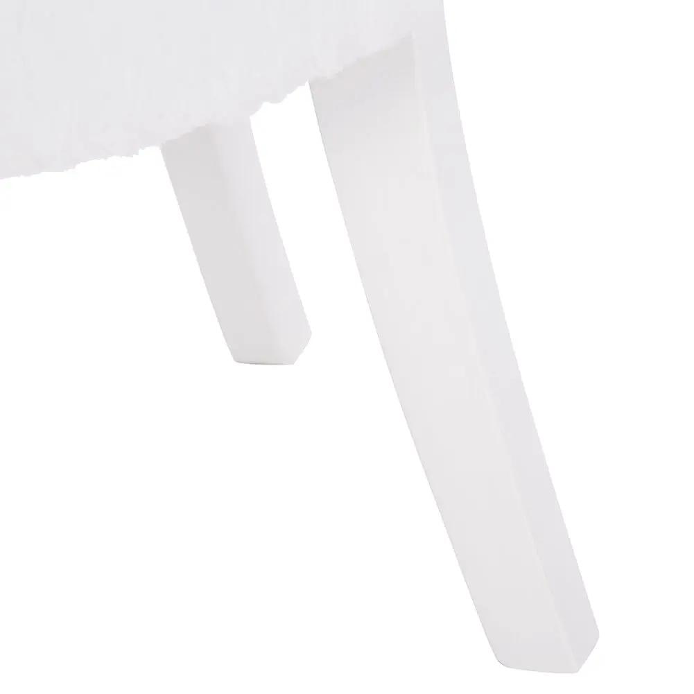 Modern Plush Upholstered Dressing Table Chair with White Legs - House Comfort