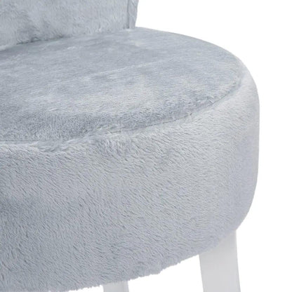Modern Plush Upholstered Dressing Table Chair with White Legs - House Comfort