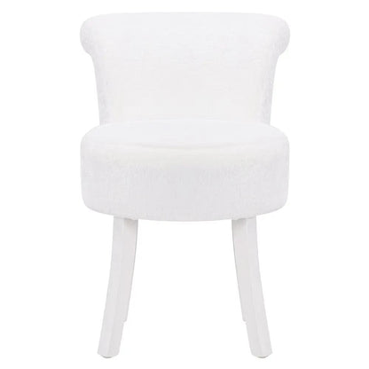 Modern Plush Upholstered Dressing Table Chair with White Legs - House Comfort