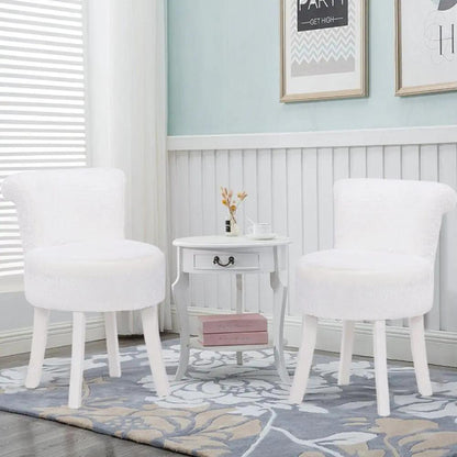 Modern Plush Upholstered Dressing Table Chair with White Legs - House Comfort