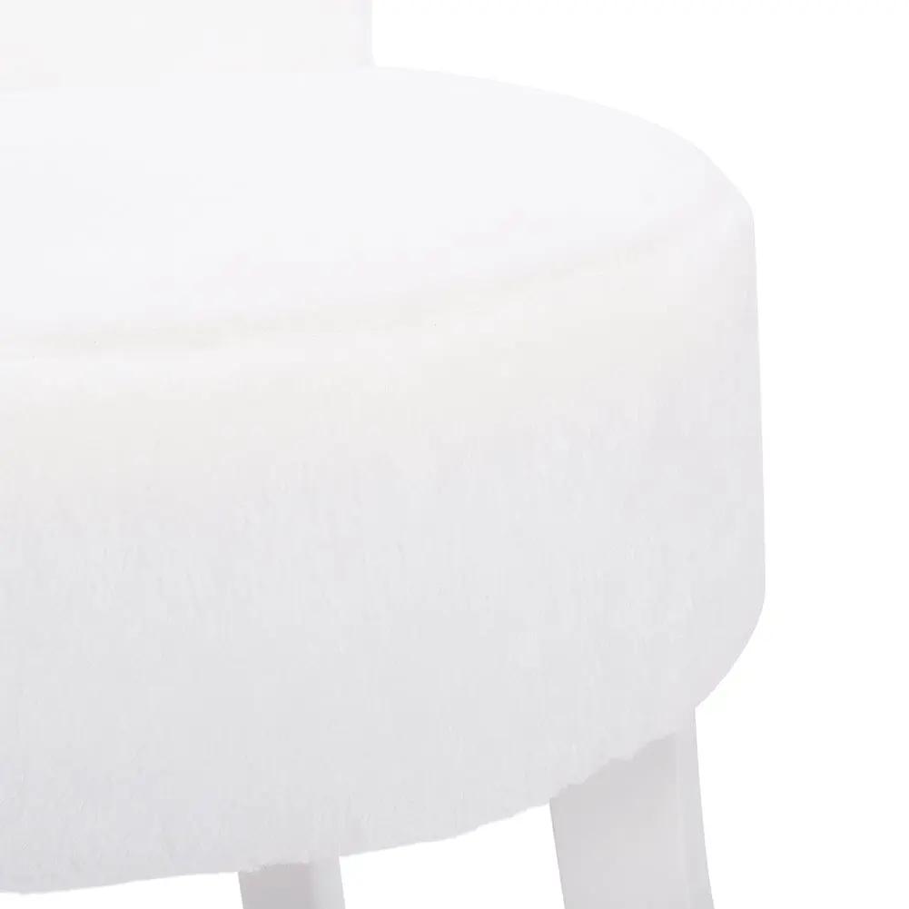 Modern Plush Upholstered Dressing Table Chair with White Legs - House Comfort