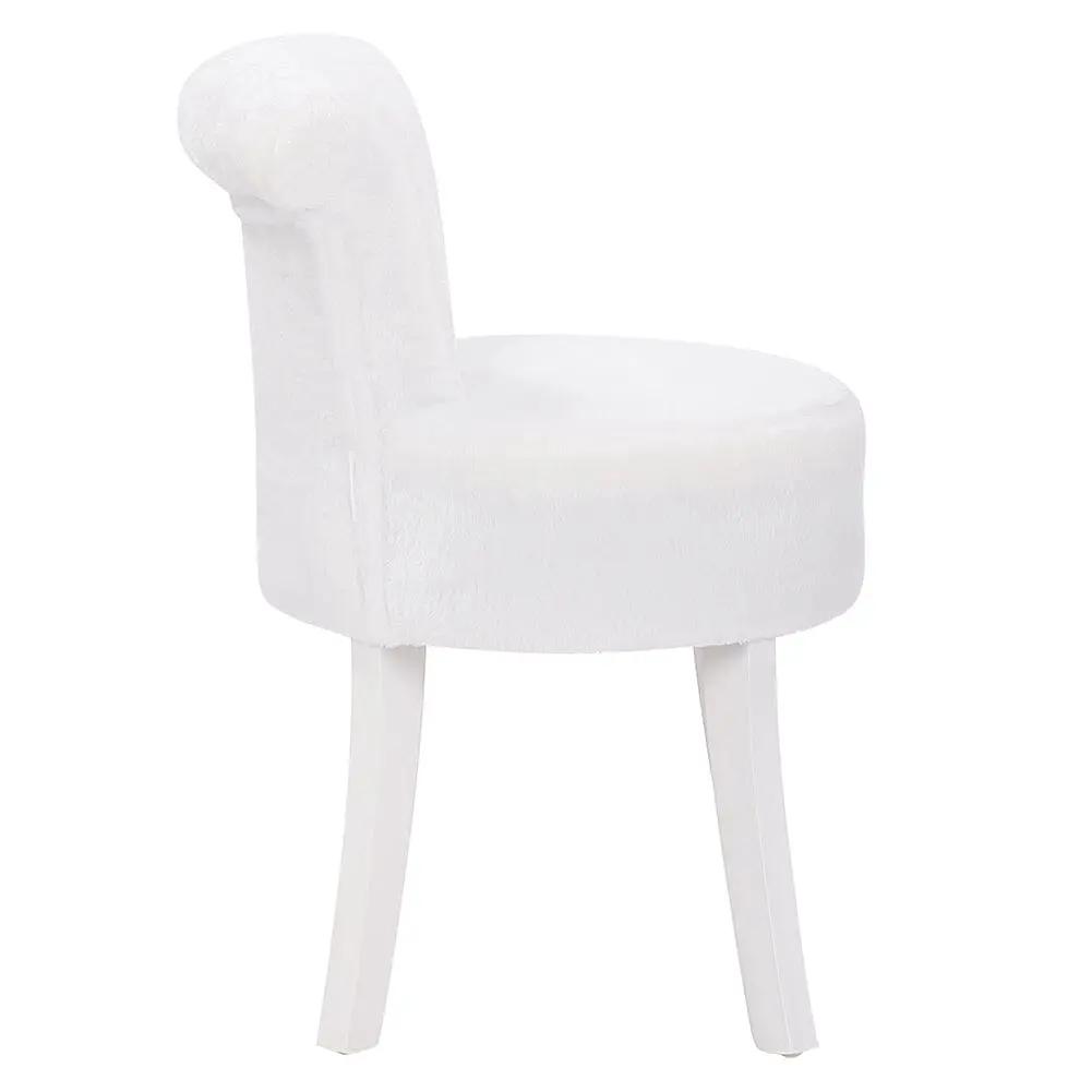 Modern Plush Upholstered Dressing Table Chair with White Legs - House Comfort