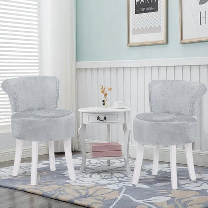 Modern Plush Upholstered Dressing Table Chair with White Legs - House Comfort