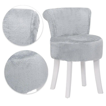 Modern Plush Upholstered Dressing Table Chair with White Legs - House Comfort